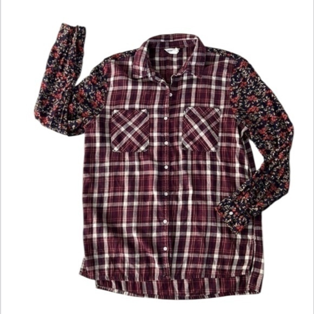 Bethany Mota size medium flanel and floral button down shirt